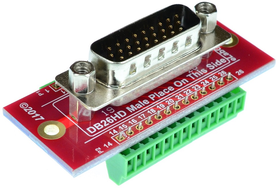 D-Sub High Density 26 DB26HD Male Connector Breakout Board